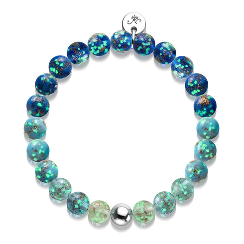Blaues Ombre | 925 Sterling Silber | Glühwürmchen-Glasarmband